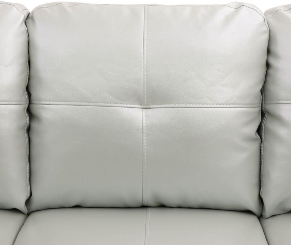 Silver Green L-Shaped 3-Piece Faux Leather Sofa with Storage Ottoman Set, Sectional Couch Sofa Set for Living Room, Office, Small Space