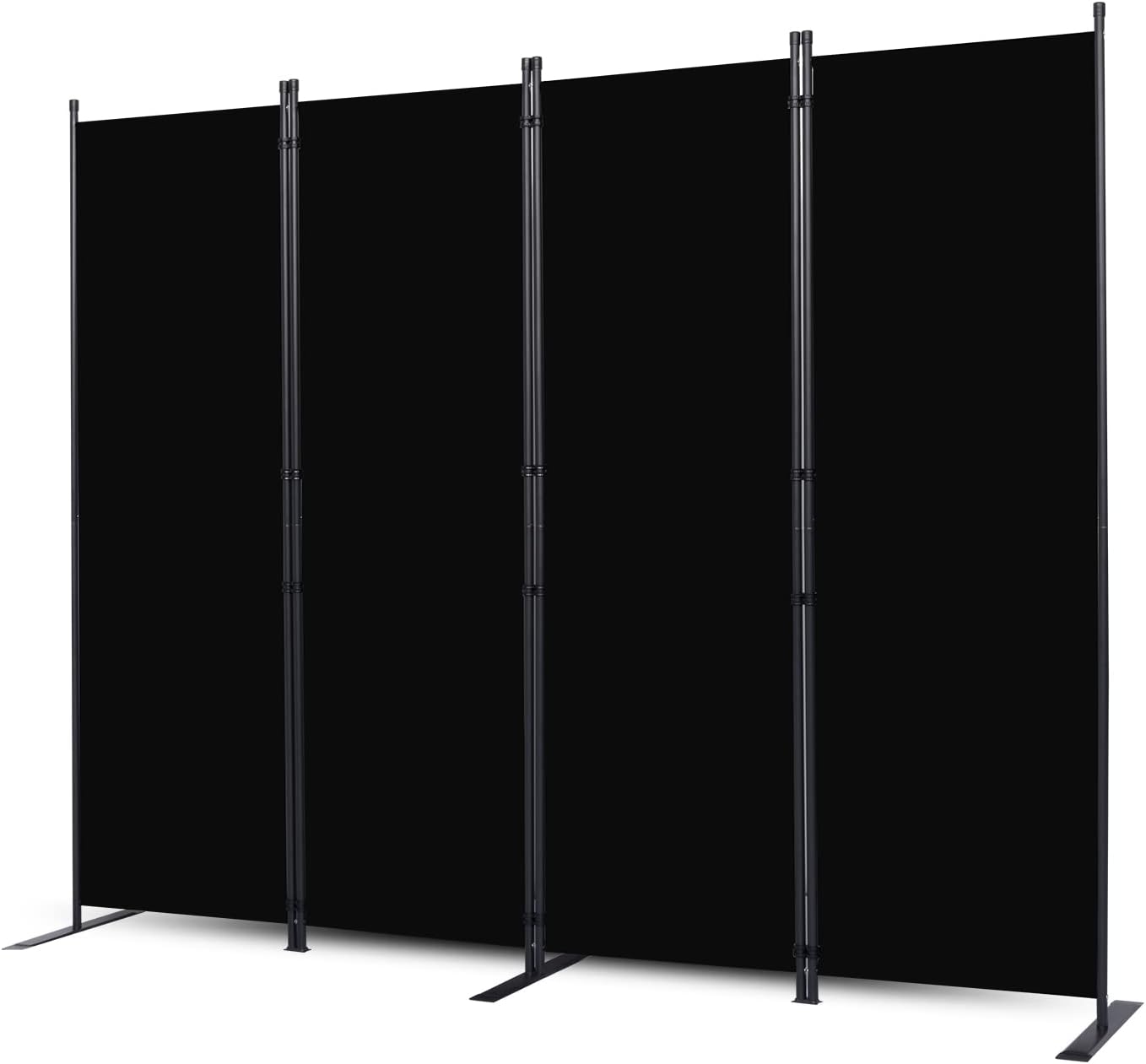 Room Divider, 4 Panel Folding Privacy Screens with Wider Feet, 6 Ft Portable Room Partition for Room Separator, Room Divider Panel 88" W X 71" H, Partition Room Dividers Freestanding，Black