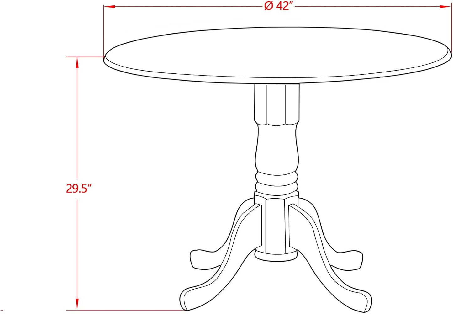 East West Furniture DMVA5-OAK-W 5 Piece Modern Dining Table Set Includes a Round Wooden Table with Dropleaf and 4 Kitchen Dining Chairs, 42x42 Inch, Oak