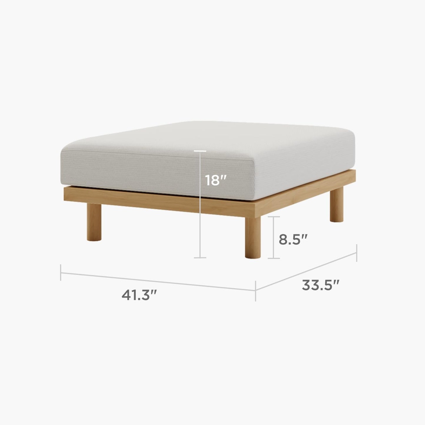 Acanva Minimalist Modular Sectional Sofa for Living Room, Wide & Deep Seat Convertible Furniture Set with Metal Frame and Movable Covers, Ottoman, Off White