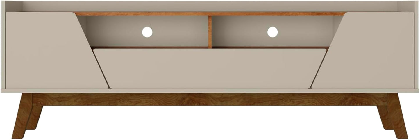 Manhattan Comfort Marcus Mid Century Modern 70 Inch TV Stand with Drawers, Cable Management, 4 Shelves and Soft Close Doors, Entertainment Center and Media Console for Living Room, Off White