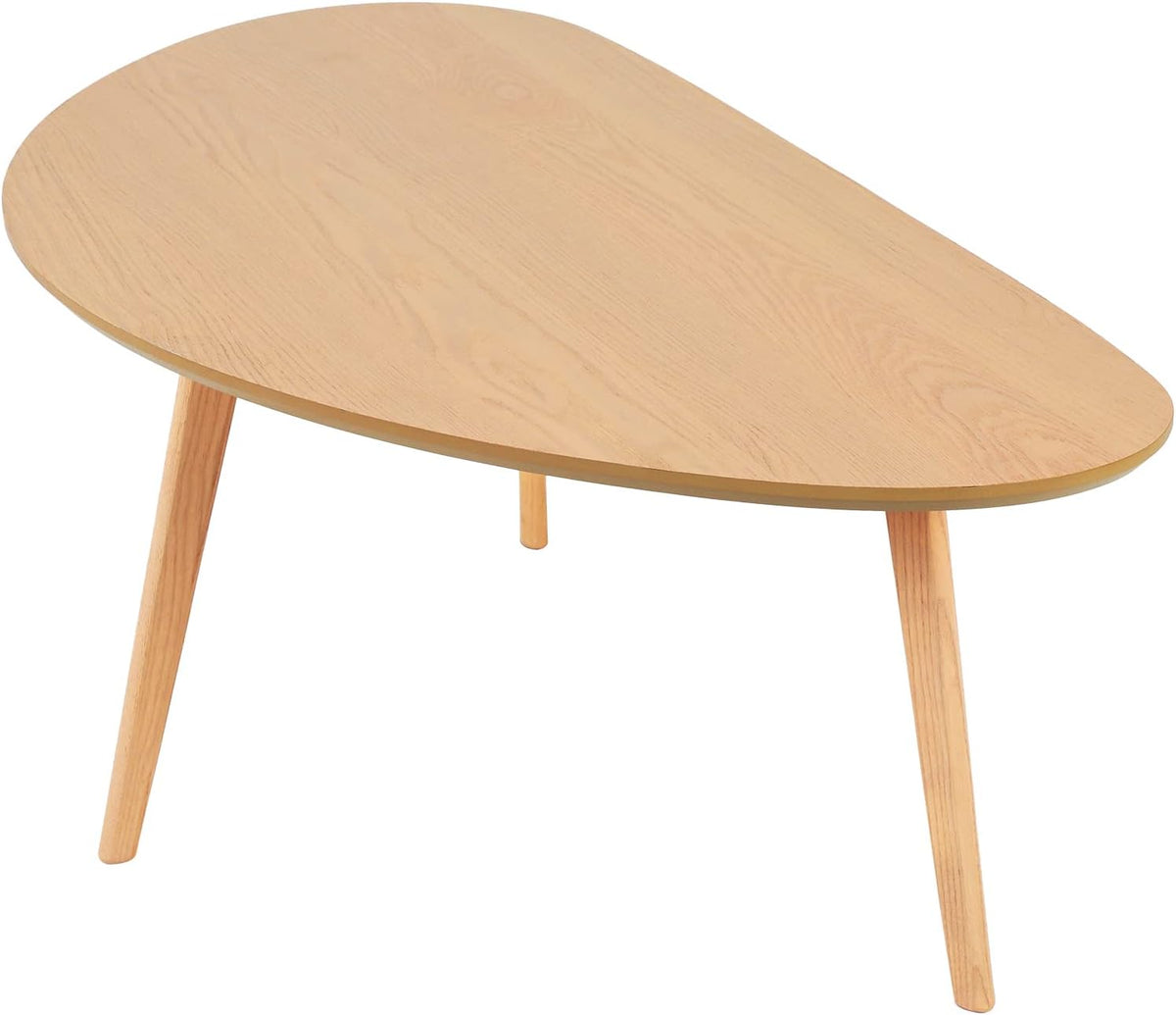 FIRMINANA Mid Century Modern Coffee Table,Large Oval Shape for Living Room,Oval Small Mangotop Coffee Table for Small Spaces Nature Wood-47.3" W x23.63 D x 17.72" H