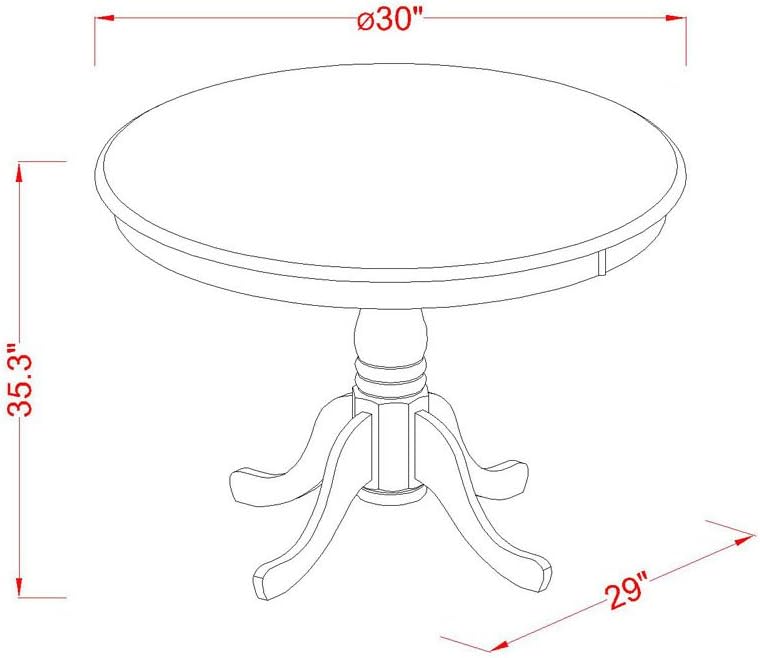 East West Furniture EDVN5-WHI-C 5 Piece Counter Height Dining Table Set Includes a Round Kitchen Table with Pedestal and 4 Linen Fabric Upholstered Dining Chairs, 30x30 Inch, Buttermilk & Cherry