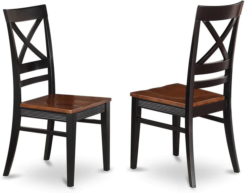 East West Furniture PLQU7-BCH-W 7 Piece Dining Set Consist of an Oval Dining Room Table with Butterfly Leaf and 6 Kitchen Chairs, 42x78 Inch, Black & Cherry