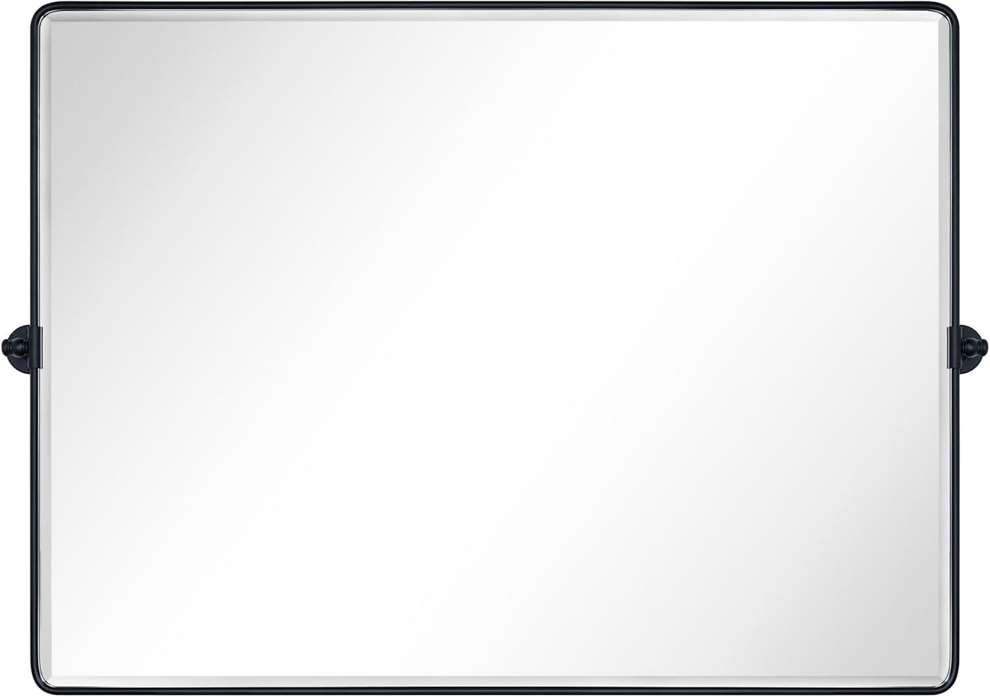 TEHOME 48x36'' Matt Black Horizontal Pivoting Bathroom Vanity Mirror Large Black 36x48'' Metal Framed Rectangle Tilting Beveled Vanity Mirrors for Wall