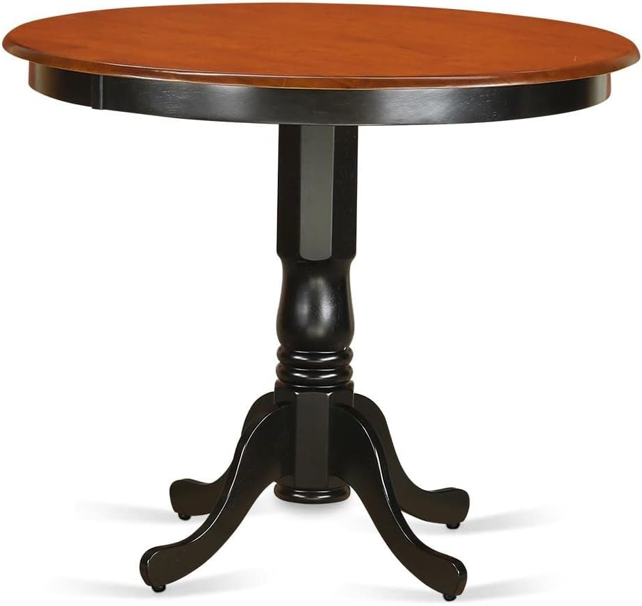 East West Furniture TRCH5-BLK-W 5 Piece Counter Height Pub Set Includes a Round Dining Table and 4 Kitchen Dining Chairs, 42x42 Inch, Black & Cherry