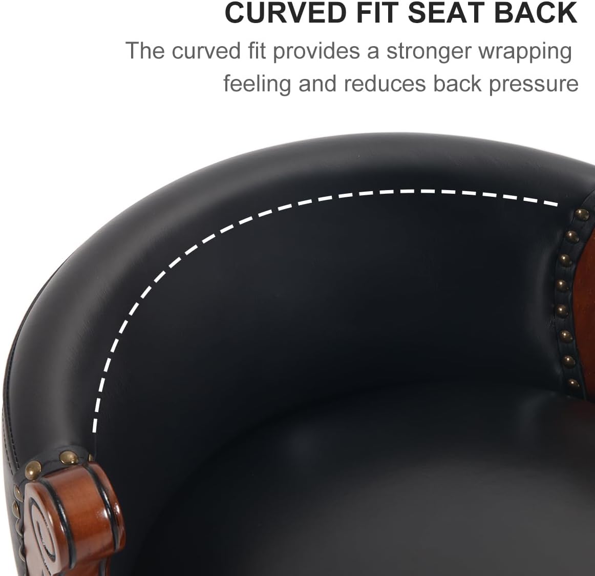 Cow top Leather Wooden Bar Stools, 29.5" Bar Height Bar Chair with Back, 180 Degrees Swivel Barstools Chair for Home Kitchen Counter,Dining Room (Black-2pcs, Bar Height-Seat Height 29.5”)