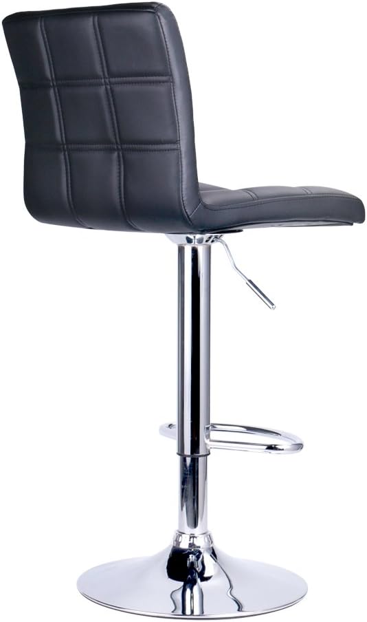 Leopard Modern Square PU Leather Adjustable Bar Stools with Back, Squre Back Bartool, Counter Height Swivel Stool, 1 Chair (Black)