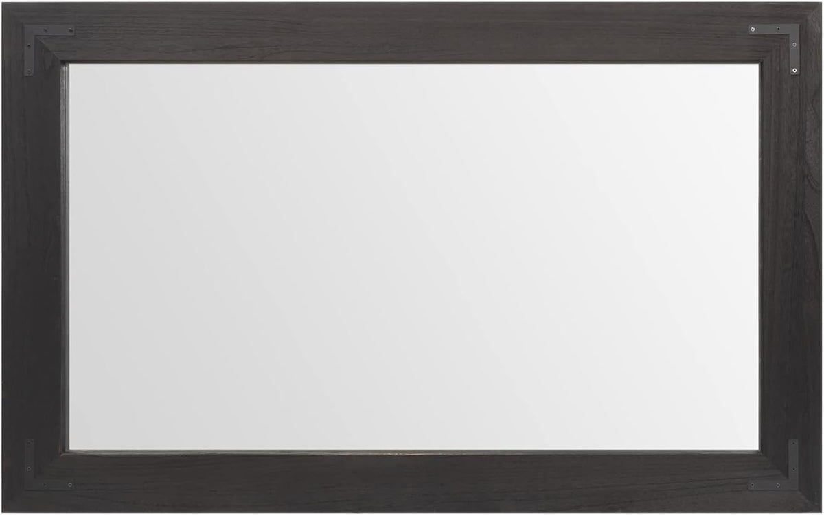 YOSHOOT Rustic Wooden Framed Wall Mirror, Natural Wood Bathroom Vanity Mirror for Farmhouse Decor, Vertical or Horizontal Hanging (40" x 26", Black)