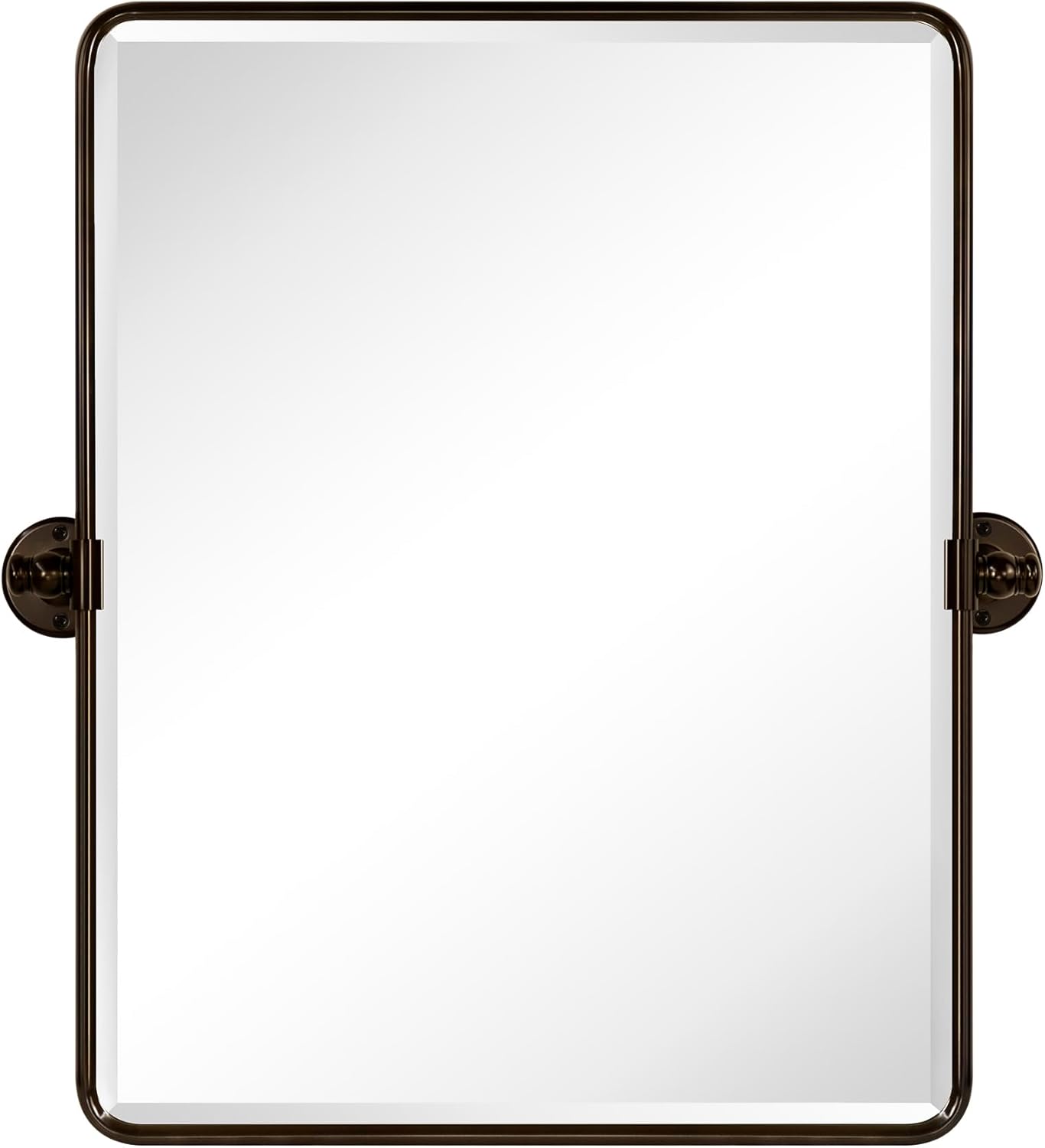 TEHOME 20x24'' Oil Rubbed Bronze Pivot Bathroom Vanity Mirror 24x20'' Metal Framed Dark Bronze Rectangle Tilting Beveled Vanity Mirrors for Wall