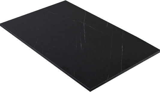 Kaboon Universal Tabletop 47.25"x30", Solid One-Piece Melamine Table Top, Double Desk L-Desk DIY, Home and Office,Cloud Atlas/Black Marble