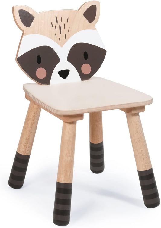 Tender Leaf Toys - Forest Raccoon Chair - Wooden Playroom Furniture for Kids - Cute and Sturdy Animal Themed Chair - Age 3+