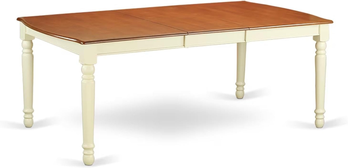 East West Furniture DOKE5-WHI-W 5 Piece Dining Room Furniture Set Includes a Rectangle Kitchen Table with Butterfly Leaf and 4 Dining Chairs, 42x78 Inch, Buttermilk & Cherry