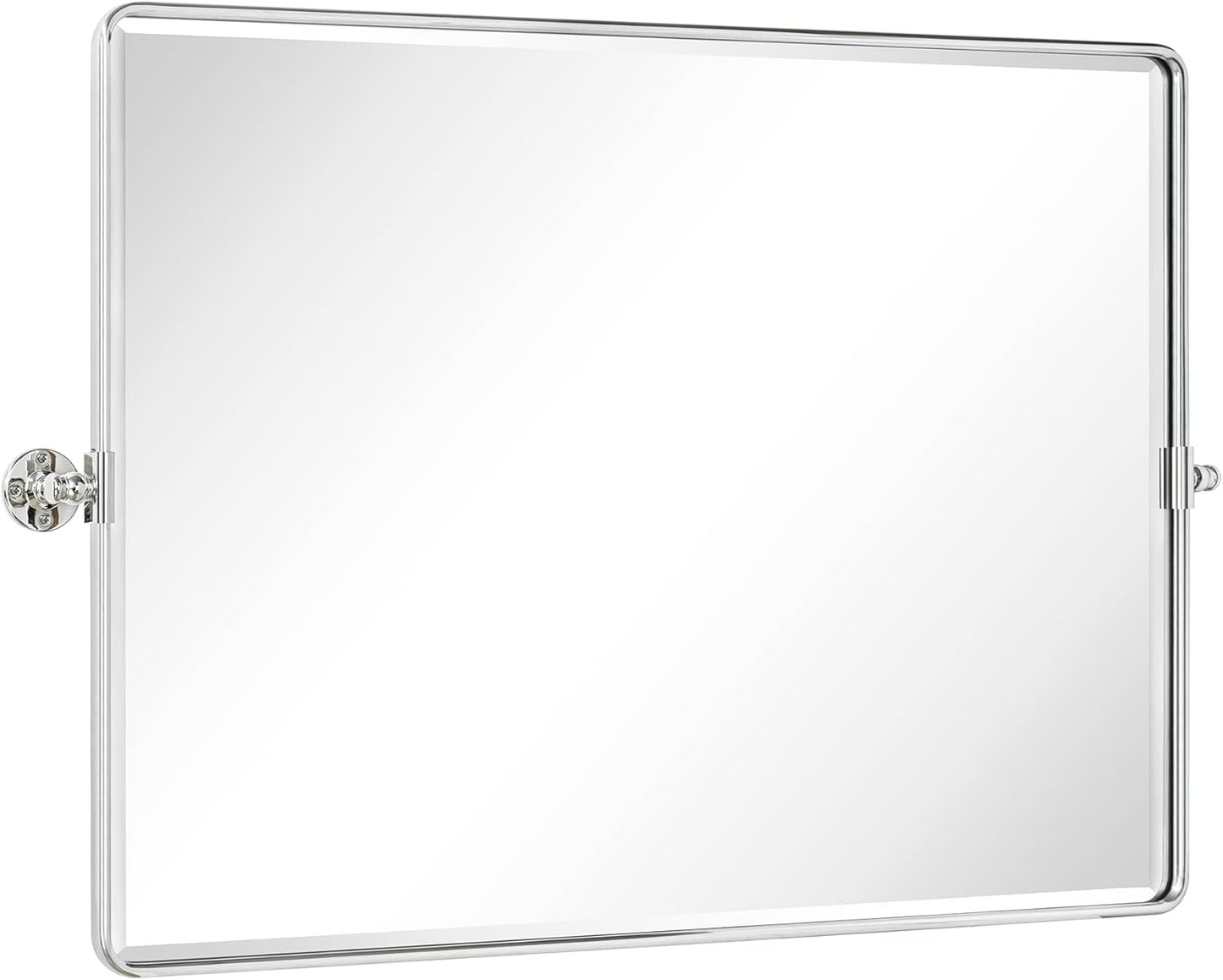 TEHOME 40x30'' Chrome Pivot Mirror Horizontal 30x40'' Metal Framed Rectangle Tilting Beveled Vanity Mirrors for Wall
