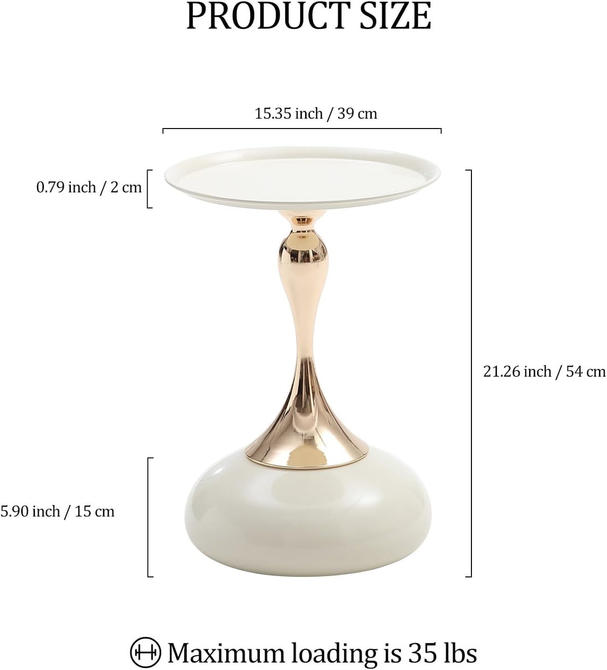 White Pedestal Side Table for Small Spaces, Metal Round Unique End Tables Living Room Modern Corner Accent Table, Martini Table Small Drink Table for Couch, Sofa, Recliner