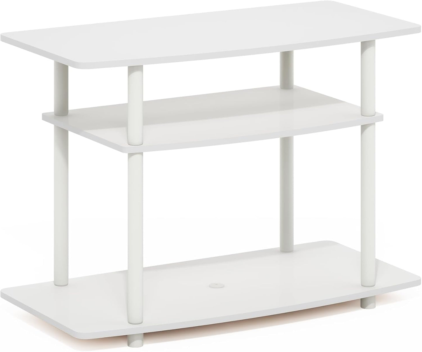 Furinno Turn-N-Tube No Tools 3-Tier TV Stands, White/White