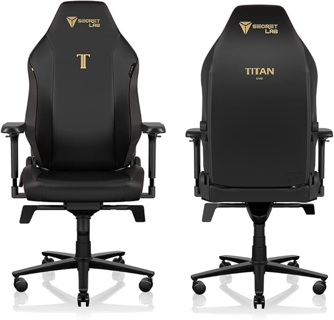 Secretlab Titan Evo Stealth Gaming Chair - Reclining, Ergonomic & Comfortable Computer Chair with 4D Armrests, Magnetic Head Pillow & 4-Way Lumbar Support - Black - Leatherette