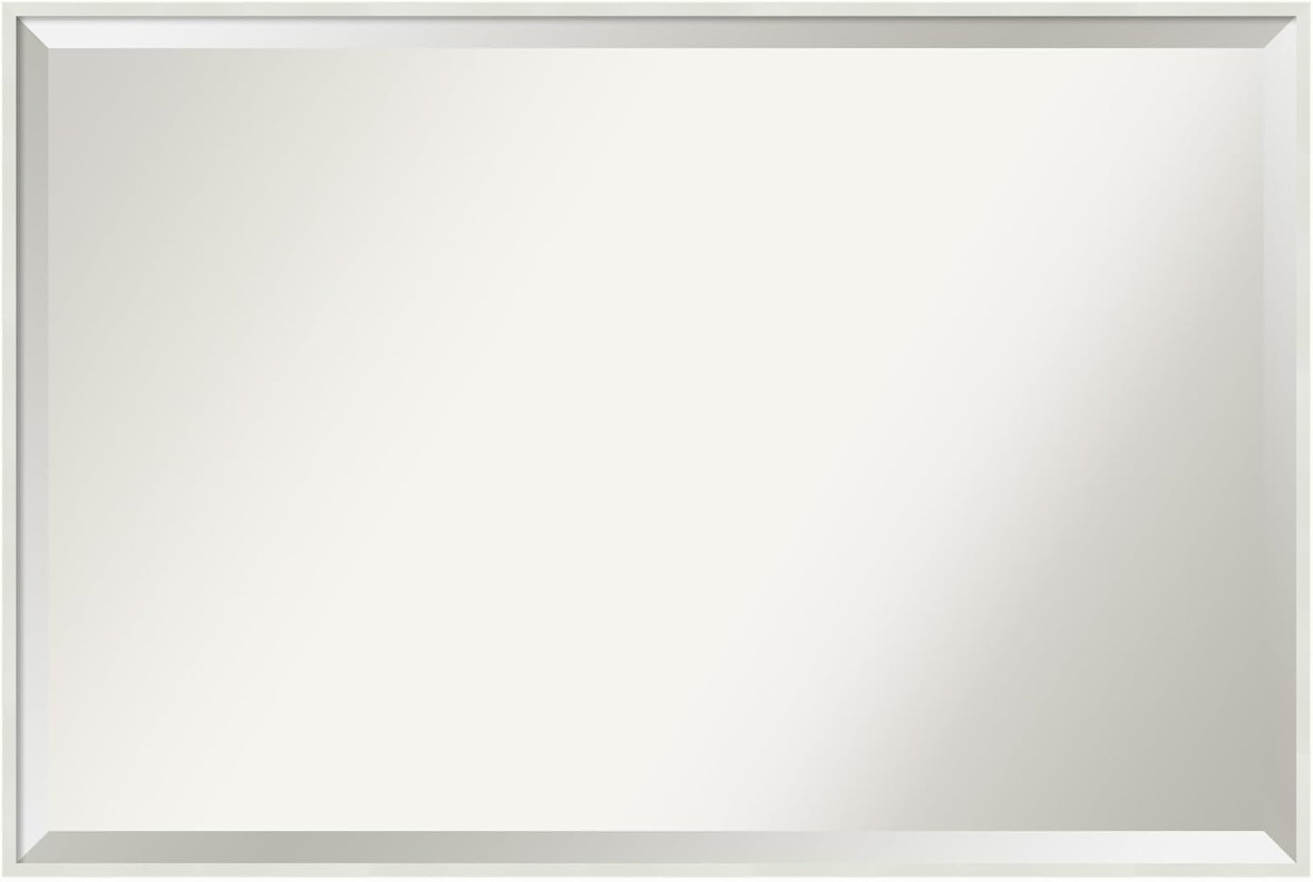 Amanti Art White Bathroom Mirror for Over Sink, 25x37 Lucie White Rectangle Vanity Mirror, Large Modern Wood Frame, Hangs Horizonally and Vertically, Bathroom Wall Decor, Beveled Edge from WI, USA