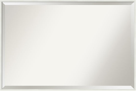 Amanti Art White Bathroom Mirror for Over Sink, 25x37 Lucie White Rectangle Vanity Mirror, Large Modern Wood Frame, Hangs Horizonally and Vertically, Bathroom Wall Decor, Beveled Edge from WI, USA