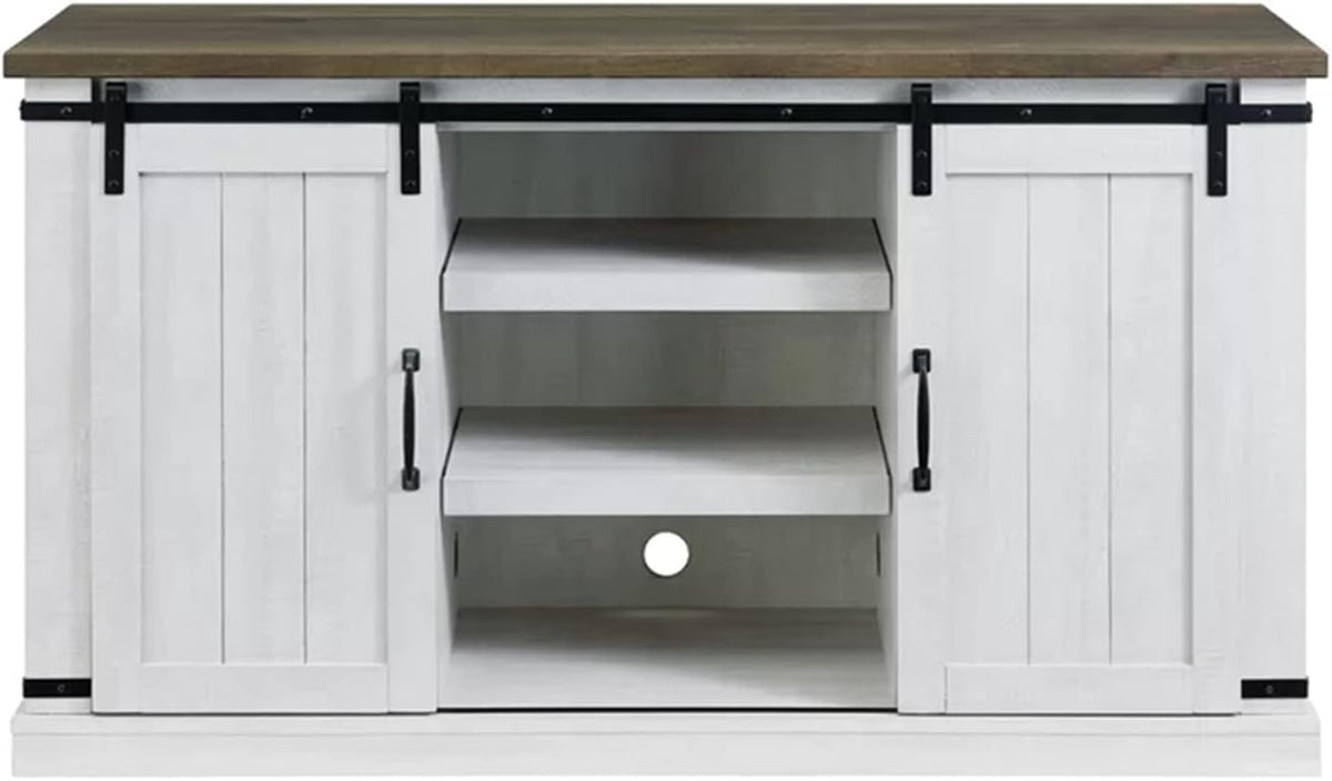 Farmhouse TV Stand for 60inch Television Stand, Entertainment Center with Storage Cabinet and Sliding Barn Doors & Adjustable Shelves, Rustic Media Console Table for Living Room
