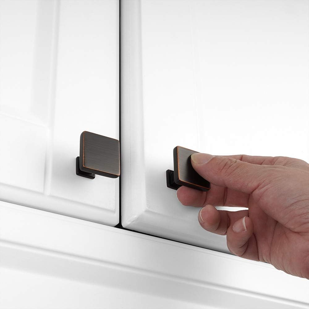 KOOFIZO 30 Pack Oil Rubbed Bronze Cabinet Knobs Bronze Drawer Knobs K08 Square Single Hole Cabinet Pulls for Cabinets Drawer Dresser Cupboard Bedroom Closet Bathroom Vanity