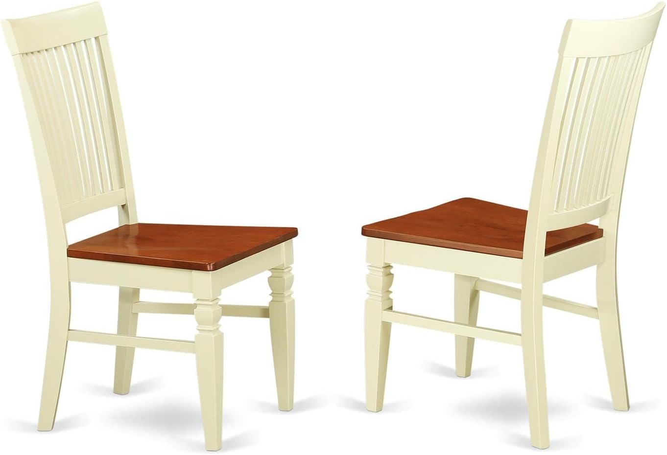 East West Furniture HLWE5-BMK-W 5 Piece Dining Room Table Set Includes a Round Kitchen Table with Pedestal and 4 Dining Chairs, 42x42 Inch, Buttermilk & Cherry