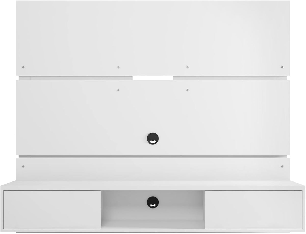 Manhattan Comfort Vernon 62" Floating Entertainment Center, Wall Mounted TV Stand for 55'' Television with Concealed & Open Storage, Hole for Cable Management, White
