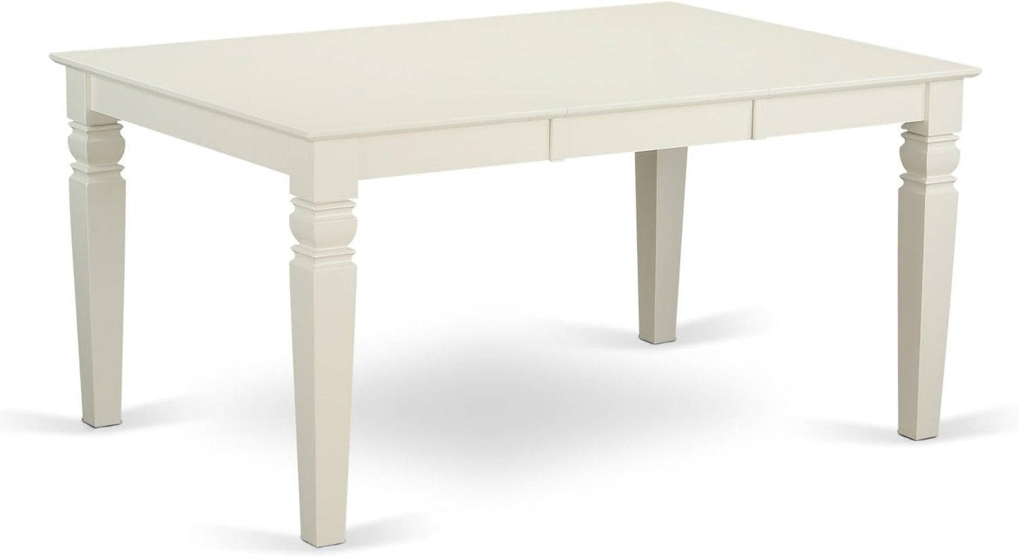 East West Furniture WEIP7-LWH-W 7 Piece Dining Table Set Consist of a Rectangle Dining Room Table with Butterfly Leaf and 6 Wooden Seat Chairs, 42x60 Inch, Linen White