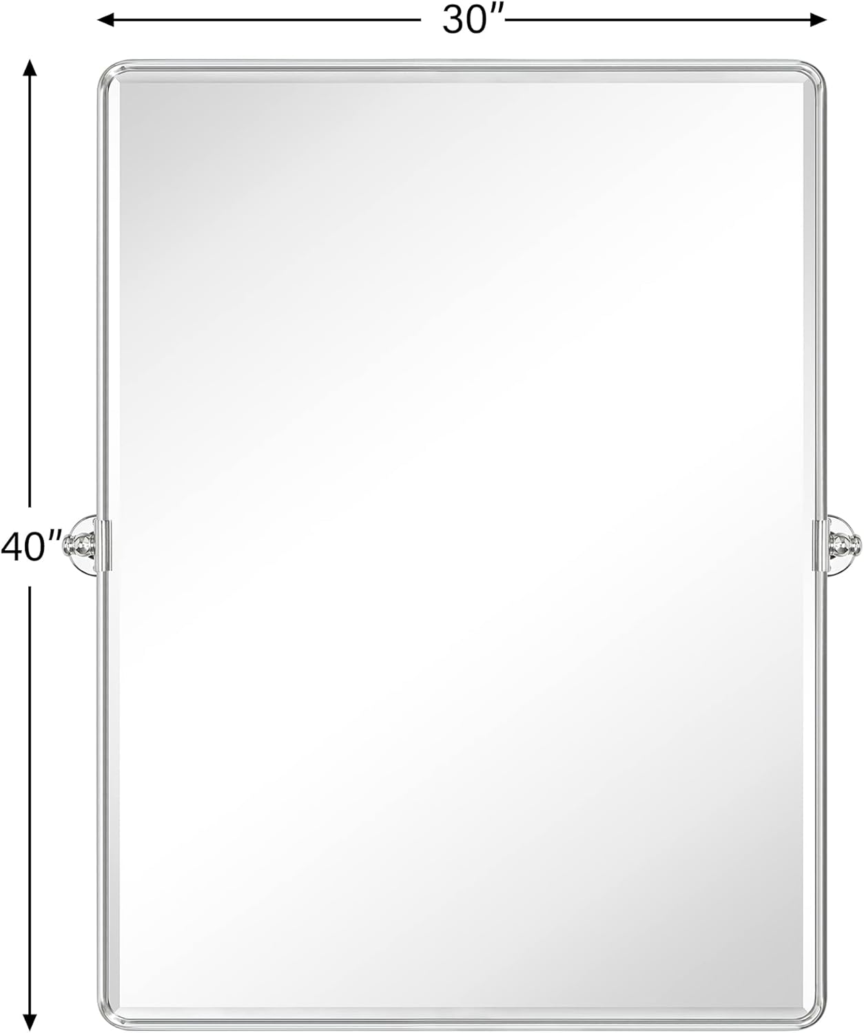 TEHOME 30x40'' Chrome Pivot Mirror Bathroom Tilt Vanity Mirror Large 40x30'' Polished Nickel Metal Framed Rectangle Tilting Beveled Vanity Mirrors for Wall, Vertical