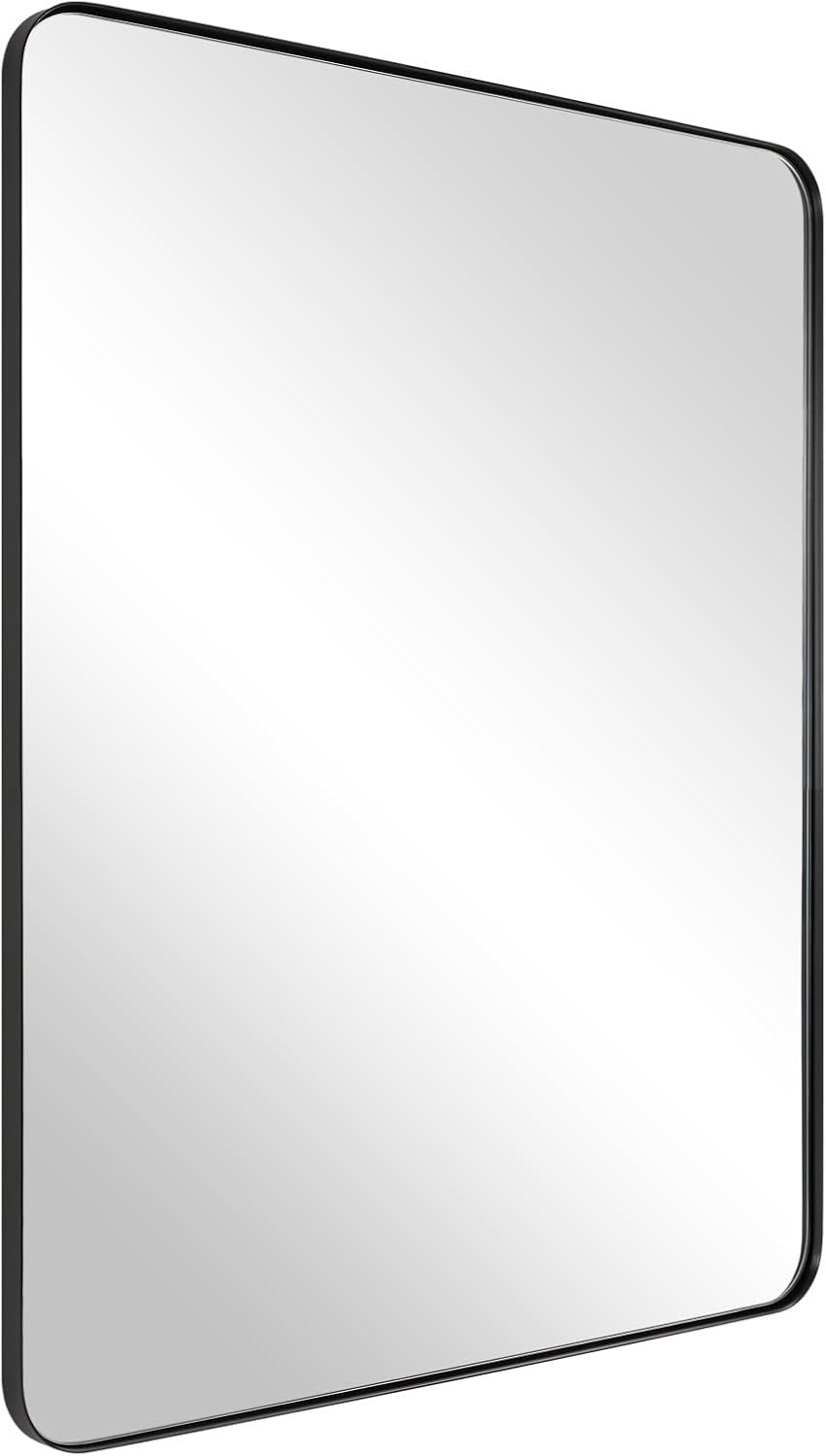 ANDY STAR Wall Mirror for Bathroom, 24x36 Matte Black Bathroom Mirror, Modern Stainless Steel Metal Frame with Rounded Corner, Rectangle Glass Panel Wall Mounted Mirror for Vanity