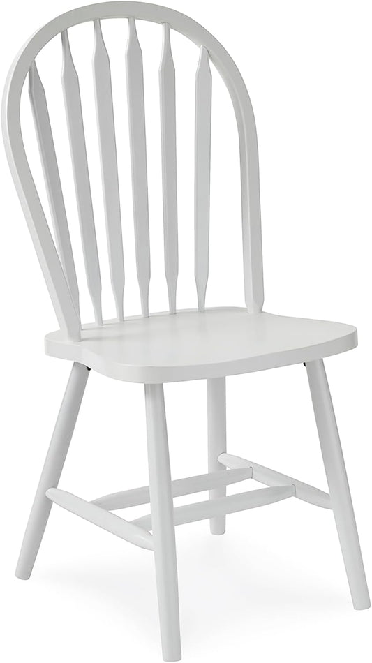 IC International Concepts Solid Wood Windsor ArrowBack Dining Chair with Plain Legs, White