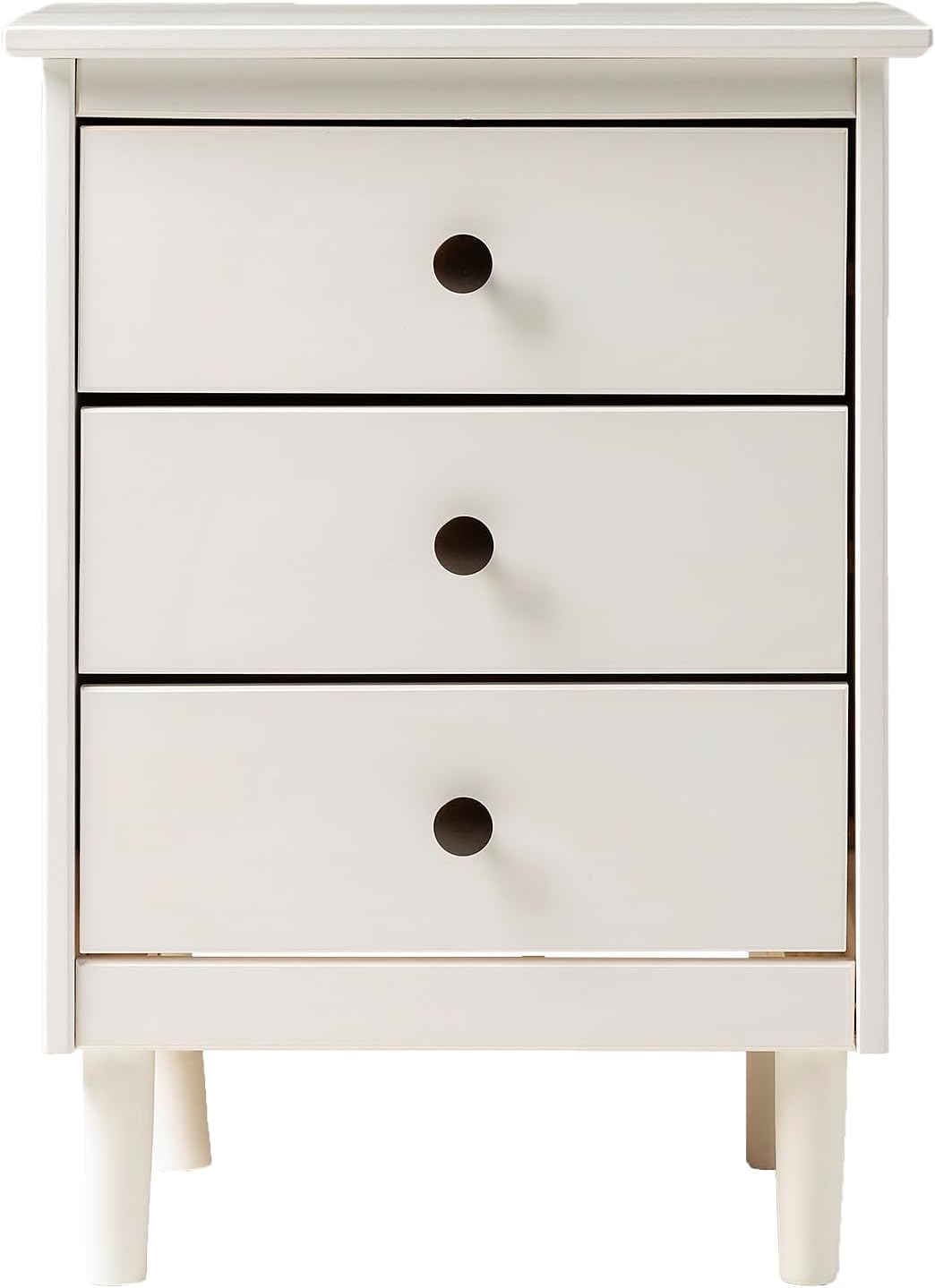 Walker Edison Traditional Wood 3 Drawer Nightstand Side Table Bedroom Storage Drawer and Shelf Bedside End Table, 18 Inch, White