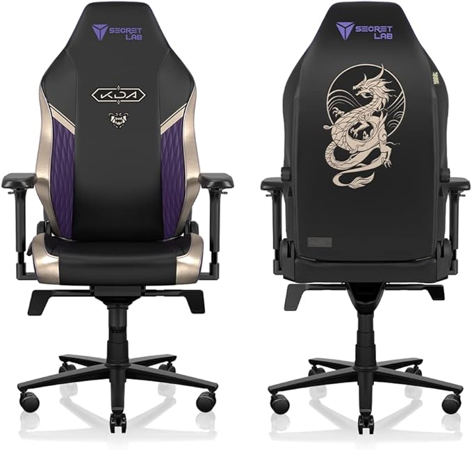Secretlab Titan Evo K/DA POP/Stars Gaming Chair - Reclining & Heavy Duty Computer Chair with 4D Armrests - Magnetic Head Pillow & Lumbar Support - Big and Tall 395 lbs - Black/Gold - Leatherette