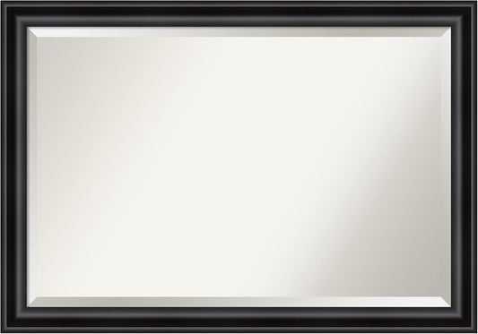 Amanti Art Black Bathroom Mirror for Over Sink, 28x40 Grand Black Narrow Rectangle Vanity Mirror, Large Casual Frame, Hangs Horizonally and Vertically, Bathroom Wall Decor, Beveled Edge