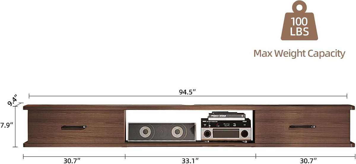 Floating TV Stand with 2 Doors,78'' Wall-Mounted TV Console,Floating TV Cabinet,Floating Console Shelf,Wall Mounted TV Cabinet(Walnut)