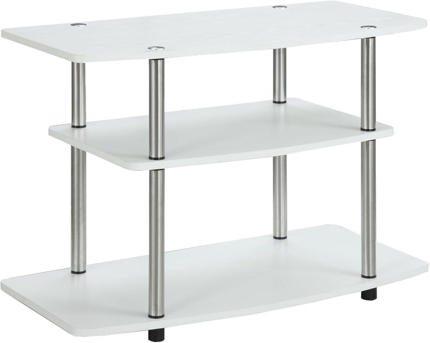 Convenience Concepts Designs2Go No Tools 3-Tier Stand Entertainment Center 37 Inches, Modern TV Console with Shelves for Living Room, 31.5", White