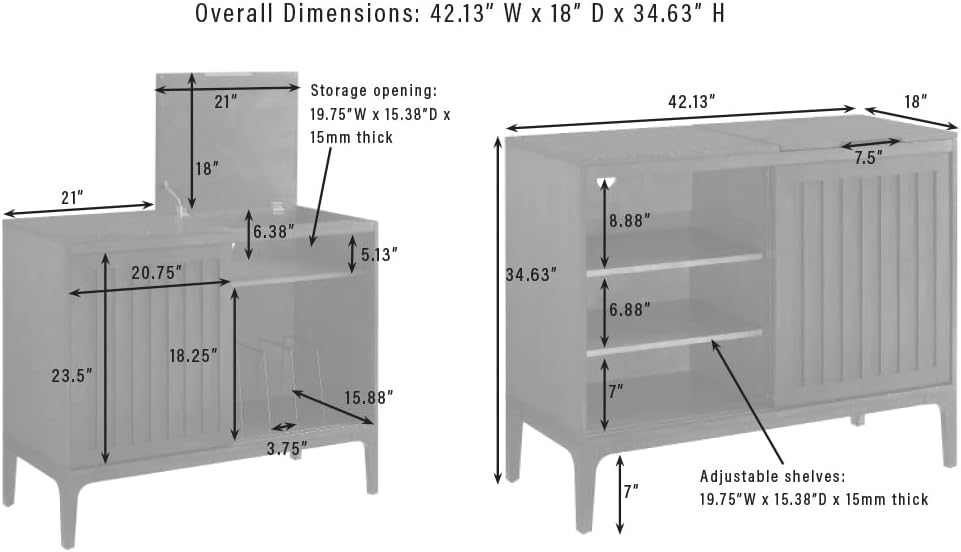 Crosley Furniture Asher Media Console and Record Player Stand with Storage for Vinyl Records, Matte Black