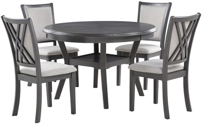 New Classic Furniture Amy 5-Piece Dining Table Set, Gray