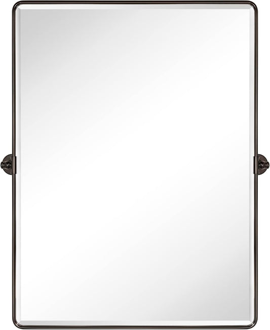 TEHOME 30 x 40'' Oil Rubbed Bronze Pivot Bathroom Mirror Tilt Vanity Mirror Large 40x30'' Dark Bronze Metal Framed Rectangle Pivoting Beveled Vanity Mirrors for Wall, Vertical