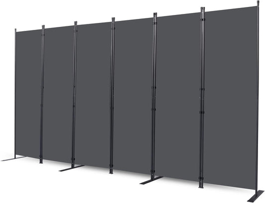 Room Divider, 6 Panel Folding Privacy Screens with Wider Support Feet, 6 Ft Portable Room Partition for Room Separator, 132" W X 71" H, Grey