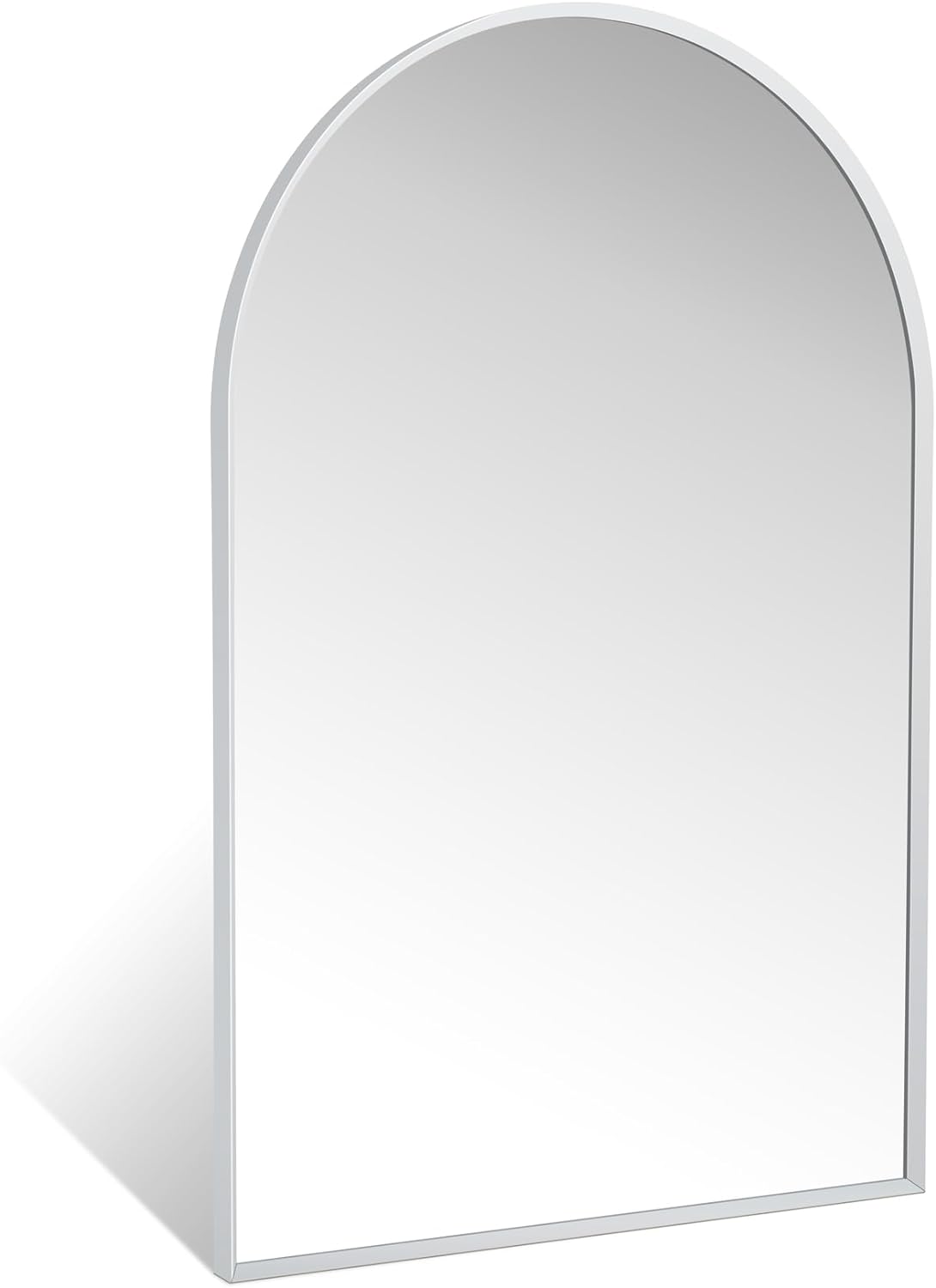 24" x 36" Silver Arched Mirror, Modern Aluminum Alloy Metal Frame, Arch Bathroom Vanity and Wall Decor Mirror for Bathroom, Living Room, Bedroom, Entryway