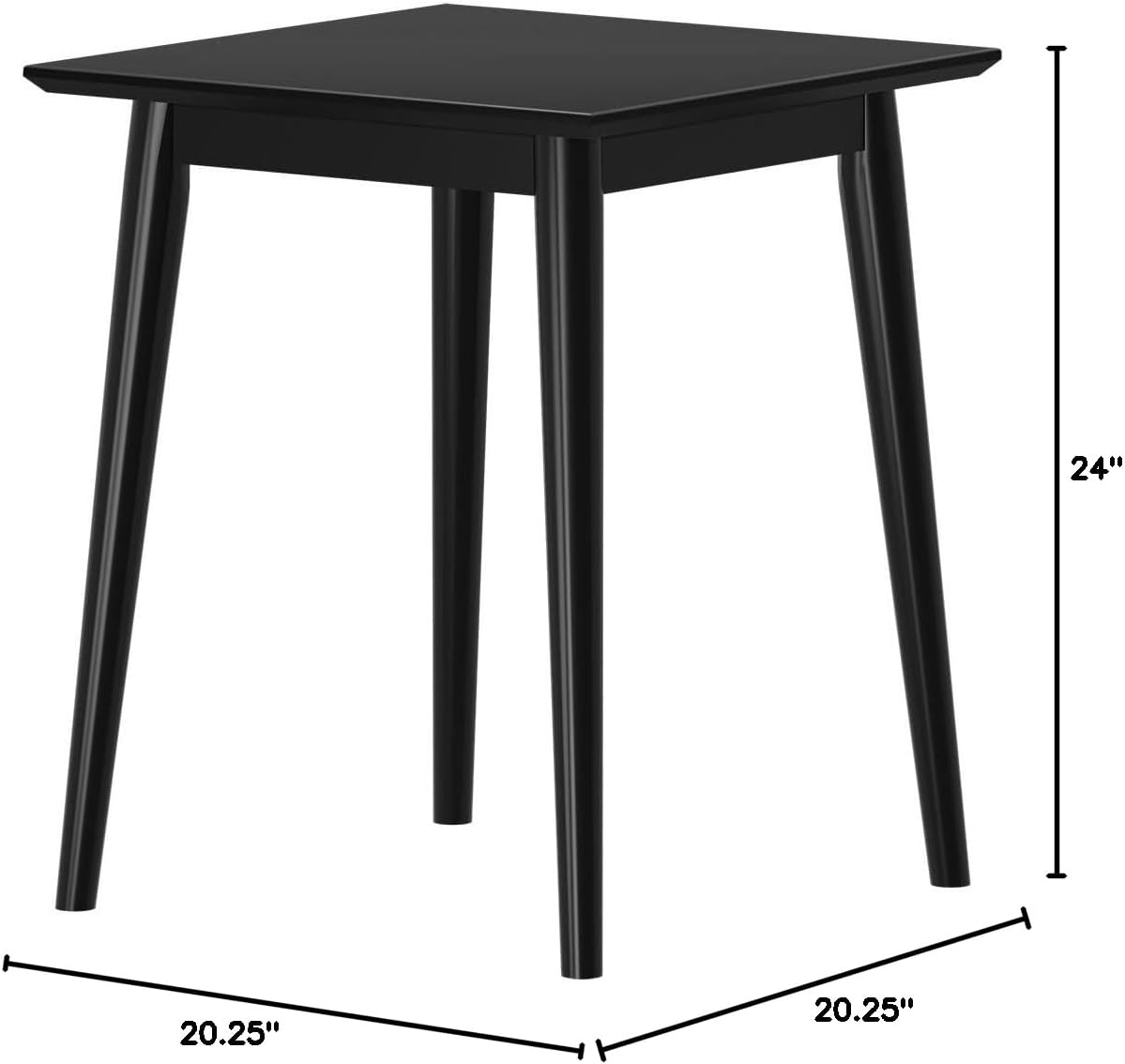 Plank+Beam Mid Century Modern Square Side Table, Couch Side Table, Small End Table for Office Space, Wooden Accent Table, Black