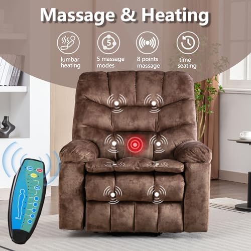 Phoenix Home Power Lift Chair with Massage and Heat for Elderly Recliner, Green Grey