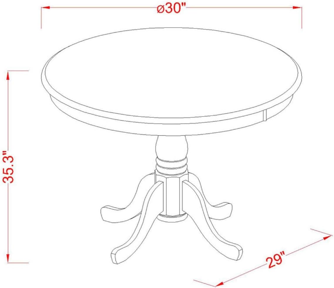 East West Furniture EDVN3-MAH-LC 3 Piece Counter Height Dining Set Contains a Round Dining Room Table with Pedestal and 2 Faux Leather Upholstered Chairs, 30x30 Inch, Mahogany