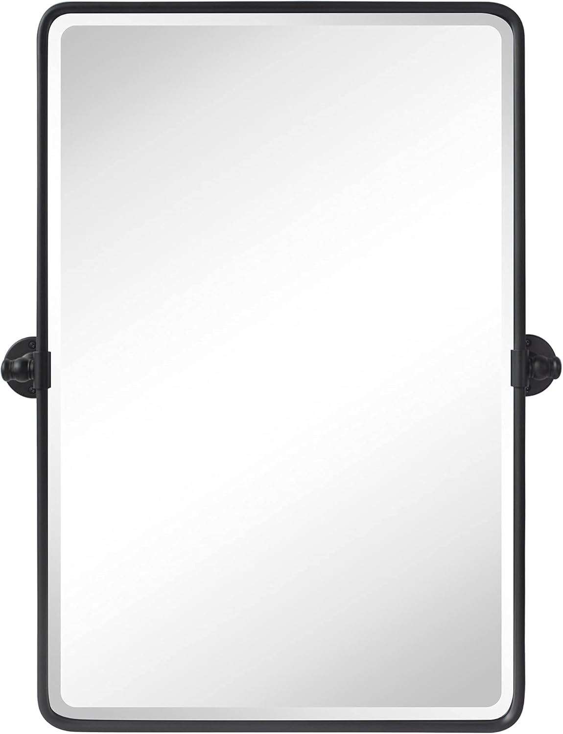 Farmhouse Pivot Rectangle Bathroom Mirror Black Metal Framed Tilting Beveled Vanity Mirrors for Wall 20x30''