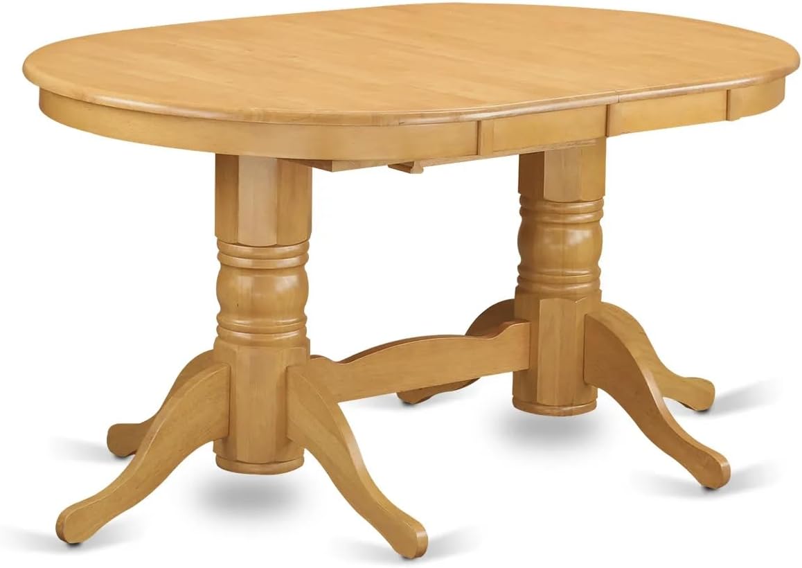 East West Furniture VAAS7-OAK-28 7 Piece Kitchen Dining Table Set Includes A Wooden Kitchen Table and 6 Brown Textured Polyester Fabric Parson Chairs, Oak
