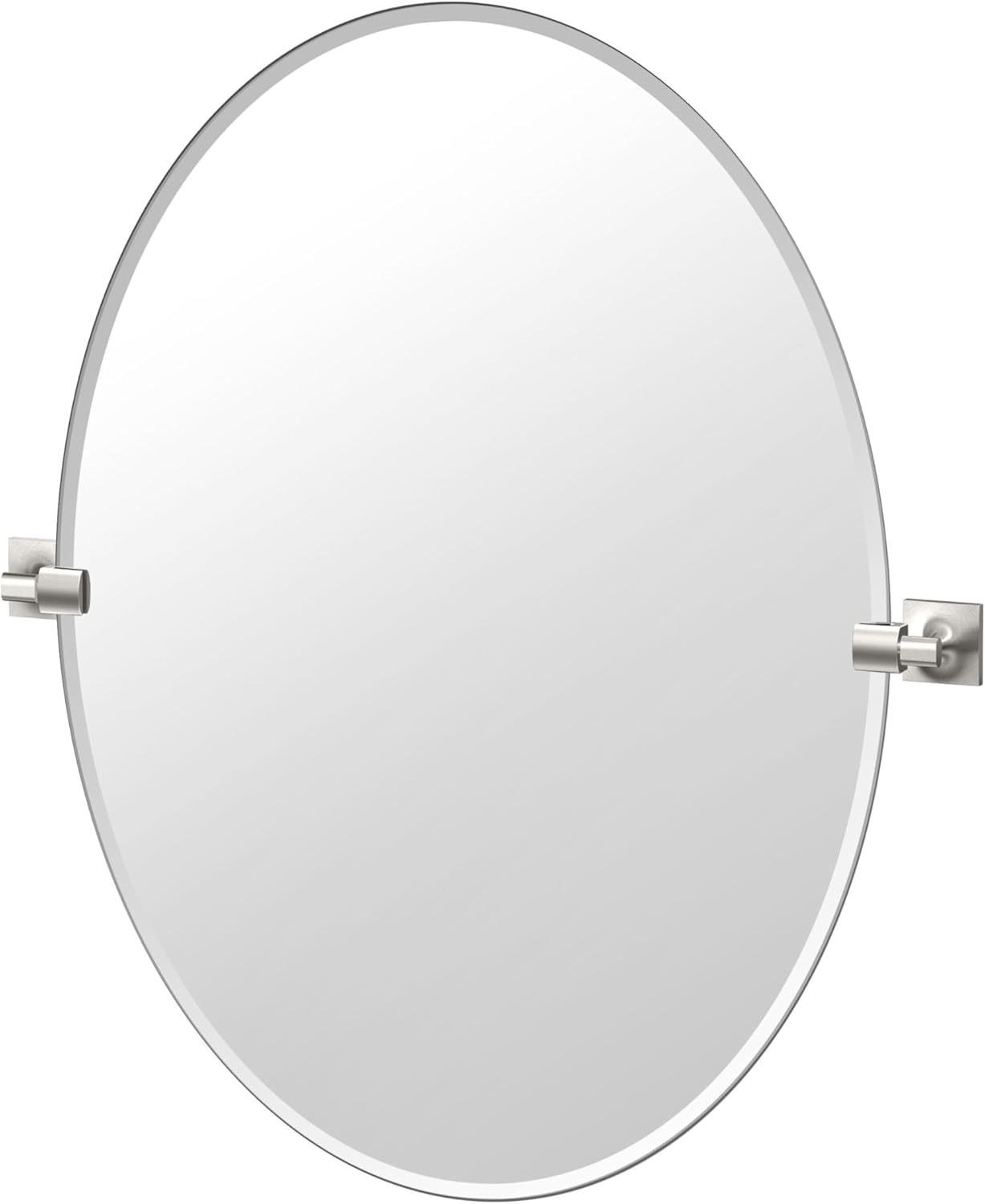 Gatco 5599LG Waterline Frameless Oval Mirror, 32 Inch, Satin Nickel