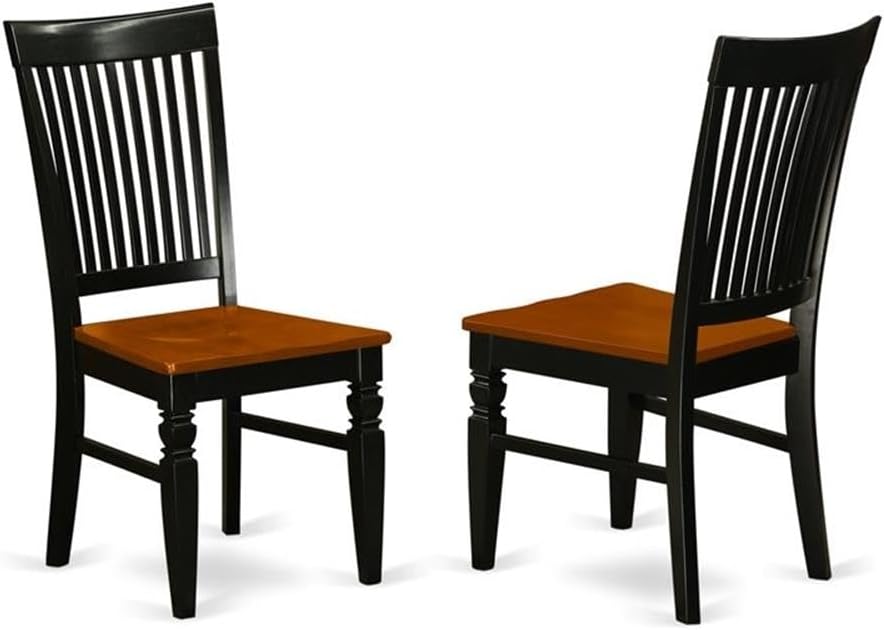 East West Furniture HLWE5-BCH-W 5 Piece Modern Dining Table Set Includes a Round Wooden Table with Pedestal and 4 Dining Chairs, 42x42 Inch, Black & Cherry