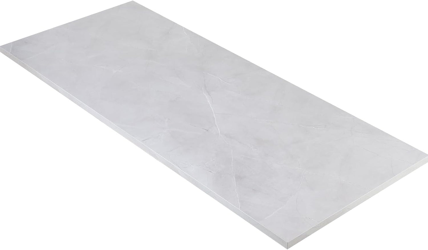 Kaboon Universal Tabletop 55"x23.62", Solid One-Piece Melamine Table Top, Double Desk L-Desk DIY, Home and Office Countertop, White Rock