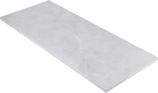 Kaboon Universal Tabletop 55"x23.62", Solid One-Piece Melamine Table Top, Double Desk L-Desk DIY, Home and Office Countertop, White Rock